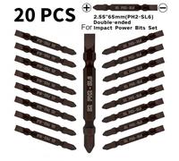 Double Ended Screwdriver Bit 65mm SL6, Cross and Slotted for Precision Tool for Home & Garden Use, 5/10/20 Pcs Pack