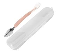 Double-Ended Silicone Baby Food Spoon with and Storage Box, Safe Feeding Tool for Infants and Toddlers (Pink)