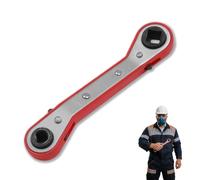 Double Ended Square Ratchet Wrench Tool, Air Conditioning Valves Reversible Spanner, Fast Valve Adjustment for HVAC & Refrigeration, 4 Sizes 1/4" 5/16" 3/16" 3/8" Valve Reversible Ratchet Wrench