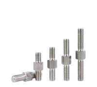 Double Ended Stud Screws Threaded Rod,M4 M5 M6 M8 M10 M12 M14 M16 304 Stainless Steel Left and Right Thread Dual Bar End Bolt(Silver M6 2pcs,80mm)