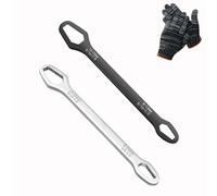 Double-Ended Torx Wrench, 2-in-1 Self-Adjusting Wrench Covers 8-24mm, Universal Tool for Auto Repair Bike Home DIY (2Pc Black+Silver)
