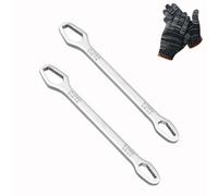 Double-Ended Torx Wrench, 2-in-1 Self-Adjusting Wrench Covers 8-24mm, Universal Tool for Auto Repair Bike Home DIY (2Pc Silver)