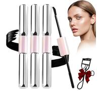 Double-ended Waterproof Lengthening and Curling Mascara, Volumizing Mascara, Volume and Length Mascara, Long-Lasting No Flaking Natural No Clumping (3 Pcs)
