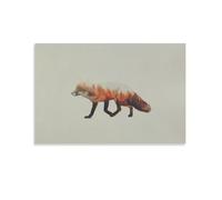 Double Exposure Fox And Forest Canvas Wall Art, Modern Abstract Animal Landscape Painting, Home Decor for Living Room Bedroom Office, Unique Wildlife Artwork UnFrame-16x24inch(40x60cm)