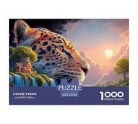 Double Exposure of The Jaguar 1000 Pieces Eco-friendly Paper Sturdy Cardboard Jigsaw Puzzle Set African Wildlife Impossible Hard Difficult Birthday Toy Jigsaw As Birthday Gifts 70x50cm/1000pcs