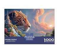 Double Exposure of The Jaguar Head 1000 Pieces Extra-thick Cardboard Jigsaw Puzzle Bundle Magical Leopard Challenging And Educational Creative Game Jigsaw As Birthday Gifts 38x26cm/1000pcs