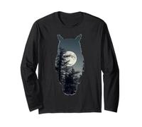 Double Exposure Owl Moon Forest Long Sleeve T-Shirt