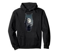 Double Exposure Owl Moon Forest Pullover Hoodie