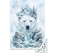 Double Exposure Polar Bear Arctic Landscape Jigsaw Puzzle, 1000 Piece