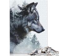 Double Exposure Wolf Paper Jigsaw Puzzle for Adults 1000 Piece Puzzles for Teenagers Creative Jigsaw Puzzles Family Challenging Games Toys Gifts 1000pcs (75x50cm)