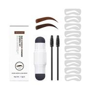 Double EyeBrow Stamp Kit, Eyebrow Stamp Stencil Kit,Perfect Eyebrow Powder Stamp Makeup with 10 Reusable Eyebrow Stencils& 2 Eyebrow Brushes,Shape your Brows and Easy to Use (Natural Brown+Dark Brown)