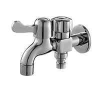 Double Faucet Bathroom Sink Single Cold Water Brass Laundry Washing Machine Hose Splitter Dual Outlet Adapter for Balcony,Chrome B(Chrome D)