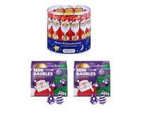 Double Festive Tree Chocolate Decoration Bundle: Includes Riegelein Solid Santa Drum(812g) and Christmas Baubles (2x72g)