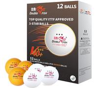 DOUBLE FISH Ping Pong Balls - White & Orange 3-Star Table Tennis Balls - High Performance V40+ ABS Balls Ultimate Durability Training Ball 12 Pack