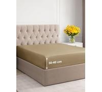 Double Fitted Bed Sheet 135x190x40 cm - Extra Deep Fitted Sheet for Mattresses up to 40 cm (16") - Soft Brushed Microfiber - Wrinkle, Shrinkage & Fade Resistant - OEKO-TEX - White Bottom Sheet