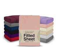Double Fitted Sheet - 135 x 190 cm with 30cm Deep Pocket, Soft Brushed Microfibre, Wrinkle-Free, Easy Care, Fade & Shrink Resistant by MAGNA COLLECTION (Pink, Double)