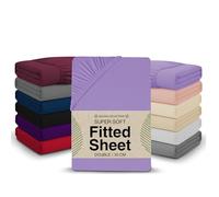 Double Fitted Sheet - 135 x 190 cm with 30cm Deep Pocket, Soft Brushed Microfibre, Wrinkle-Free, Easy Care, Fade & Shrink Resistant by MAGNA COLLECTION (Lavender, Double)