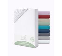 Double Fitted Sheet, 180 x 200 + 30 cm, Microfibre, 30 cm Height, Plain Colour, No Iron, Fitted Sheet with Elasticated Corners
