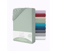 Double Fitted Sheet, 180 x 200 + 30 cm, Microfibre, 30 cm Height, Plain Colour, No Iron, Fitted Sheet with Elasticated Corners