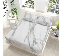 Double Fitted Sheet Deep Pocket 30cm Soft Brushed Microfiber Abstract Moiré Stripes Grey Bedding Fitted Sheet Easy Care, Fade Resistant Breathable Kids' Bed Sheets with 2 pillowcases