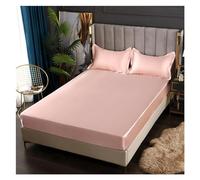 Double Fitted Sheet Satin Fitted Sheet Style Rayon Mattress Cover Elastic Band Bed Sheet King 140x200 160x200 No Pillowcase Beddings(Dan ya yu,180x220x25cm)