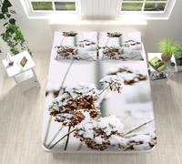 Double Fitted Sheet White Plant Brown Extra Deep Fitted Bed Sheets Double Microfibre Bed Cover Breathable Bedsheet Washable Bedsheets+2 Pillow Cases 50x75cm140x200+30cm