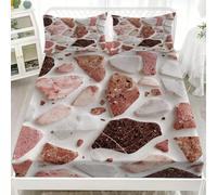 Double Fitted Sheets 54x75 inch - 30cm Deep Pocket Fitted Bed Sheet - Multicolor Soft Brushed Microfibre Bedding, Terrazzo Spot Art Wrinkle & Shrink Resistant Bottomsheet with 2 Pillowcases