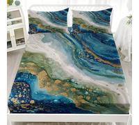 Double Fitted Sheets 54x75 inch - 30cm Deep Pocket Fitted Bed Sheet - Multicolor Soft Brushed Microfibre Bedding, Fantasy Fluid Art Wrinkle & Shrink Resistant Bottomsheet with 2 Pillowcases