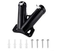 Double Flag Pole Bracket, Heavy Duty V Shape Flag Pole Holder Aluminum Alloy Wall Mount Rack Windproof Holder For Outdoor(Black)