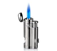 Double Flame Windproof Lighter with Visible Gas Chamber - Perfect for Barbecue and Outdoor Use, for Men