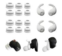 Double Flange Ear Tips & Ear Hook for Sony WF-1000XM5/XM4 - (6 Pairs Tips+1 Pair Hook) Anti-Slip Silicone Replacement Tips Kit, Also Fits WF-C500/Linkbuds S, White