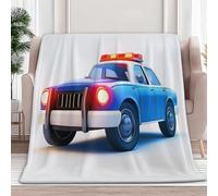 Double Flannel Fleece Blanket, 3D Police Car Lights Ultra Soft Fleece Throw Blanket for Infant Girls and Boys Kids Toddlers, Warm and Lightweight for All Seasons, White