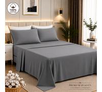 (Double Flat Sheet, Grey) Premium 100% Egyptian Cotton Flat Sheet - Hotel Luxury Bedding - Soft & Breathable