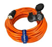 Double flat socket extension cable orange H07BQ-F 3G2.5 PUR 1-50m