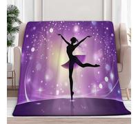 Double Fleece Blanket Purple, Dreamy And Elegant Ballet Dancer Microfiber Soft Warm Fluffy Lightweight 3D Printed Flannel Blankets Bed Sofa Throw Bedspread for Kids Adults Bedroom and Camping