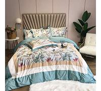 Double Floral Bedding Pieces Cotton Duvet Covers Set Include Quilt Cover Flat Sheet cm+2 Pillowcases (Size : (King)
