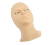 Double Fold Eyelid Lash Mannequin Head, Silicone Removable Eyelid Practice Model Head with Skin Color, for Eyelash Extension Training
