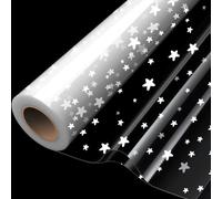Double Folded 20m×84cm White Star Cellophane Wrapping Roll, Clear Cellophane Wrap Roll for Hampers, Food, Birthday Gifts, Flowers and Crafts Mother's Day Wrap