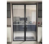 Double Folding Concertina Door with Clear Acrylic Glass & Lock, Heavy Duty Retractable Sliding Gate for Large Openings, No Drill Required, 198cm Tall