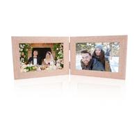 Double Folding Picture Frame, 10 x 15 cm, Folding Photo Frame, Double Picture Frame, Foldable 2 Photos, Double Wooden Picture Frame, for Table Exhibition or Gifts (Pink White, Landscape Format)