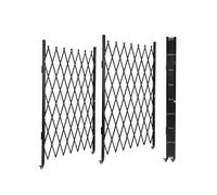 Double Folding Security Gate, 61" H x 122" W Flexible Expanding Security Gate, Folding Driveway Door Gate, Aluminum Security Gate, 360°Rolling Barricade Gate, Scissor Gate or Door, Black