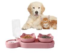 Double food bowl, smooth exterior is easy to clean and will not leave black spots on your pet chin Double Cat Bar | Automatic Water Dispenser Bottle, Pet Food Bowl, 15° Slant Food Bowl for Puppies