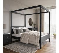 Double Four Poster Bed Frame in Black - Victoria