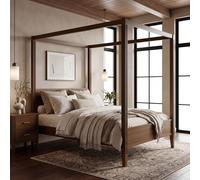 Double Four Poster Bed Frame in Walnut - Delilah