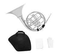 Double French Horn 3 Keys Silvery Plated French Horn Bb Split Double Row Brass Musical Instrument With Case