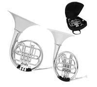 Double French Horn Beginners 3 Keys Silvery Plated Bb Split Double Row French Horn Brass Musical Instrument