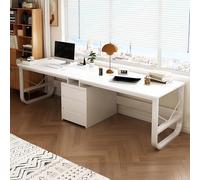 Double Gaming Desk - Spacious 94.5" Wood Workstation with Drawers for Home Office, Writing, and Collaborative Study