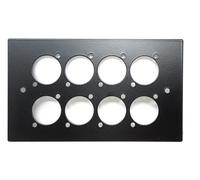 Double Gang Aluminium Wall Plate - D-Series Hole Compatible with Neutrik, HDMI, USB, RJ45, XLR, RCA, BNC 121x86x5mm with Screws (8 Holes)