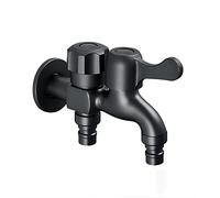 Double Garden Faucet one in Two Out Washing Machine Brass Adapter Dual Outlet faucets Outdoor Control Angle Valve, Black A(Black A)