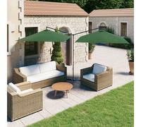 Double Garden Parasol 6m Patio Umbrella Twin Sun Shade Sand Steel